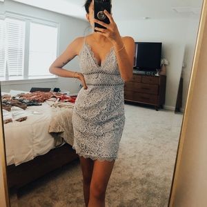 Mini light blue lace dress worn once!